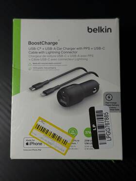 Ccb004bt1mbk-b5 Belkin Boostcharge 37w Usb-c Pd Usb-a Car Charger With Cable For Iphone