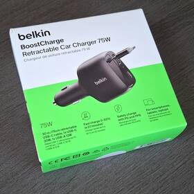 Ccc001fqbk Belkin Usb Retractable Car Charger 75w 30in Cable Black Boostcharge New