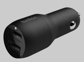 F5z08405blk Belkin Boostcharge 24w Dual-port Usb-a To Usb-c Car Charger - 5ft