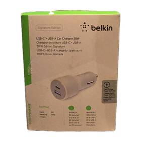 F7u106tt-h30 Belkin Signature 30w Pd Pps Fast Car Charger Usb-c Usb-a 2-port Open Box Cream