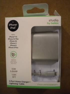 F8j230dq Belkin Studio By 2-port Home Charger With Lightning Cable Mfi-certified
