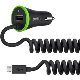 F8m890bt04-blkp Belkin Coiled Micro-usb Cable 3.4a Car Charger With Extra Usb Port - Black