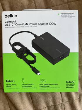 Belkin Inc016aubk Connect Usb-c Core Gan Power Adapter 100w Pd Charger Black New