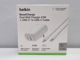 Wcb009dq1mwh-b6 Belkin Boostcharge Dual Wall Charger 42w Usb-c To Cable New Sealed