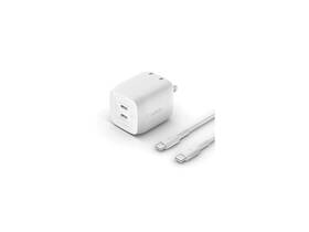 Wch011dq2mwh-b6 Belkin White Dual Usb-c Gan Wall Charger With Pps 45w To