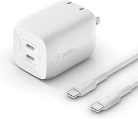 Wch013dq Belkin Boostcharge Pro Gan Dual Wall Charger 65w Usb-c To Cable White