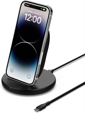 Wib003ttbk Belkin Wireless Charging Stand - 15w Qi-certified Charger For Iphone Sams