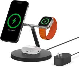 Wiz017ttbk Belkin - Magsafe 3-in-1 Wireless Charging Stand 2nd Gen With Faster Apple W