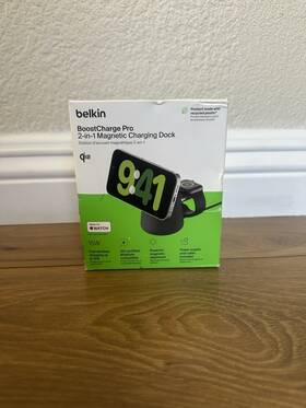 Wiz020tth36-rm Belkin Boostcharge Pro 2-in-1 Wireless Charging Dock With Magsafe 15w - Black