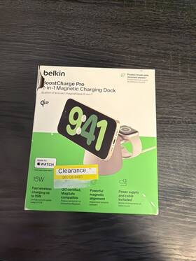 Wiz020tth37-rm Belkin Boostcharge Pro 2-in-1 Wireless Charging Dock With Magsafe 15w - Sand