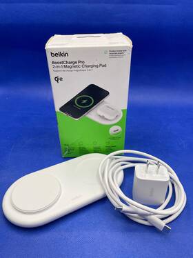 Wiz021ttwh Belkin 2-in-1 Wireless Charging Pad Qi2 15w White Magsafe-compatible