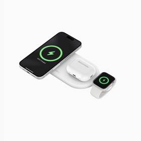Wiz022ttwh Belkin Boost Charge Pro 3-in-1 Magsafe Wireless Charging Pad W Qi2 15w For Apple