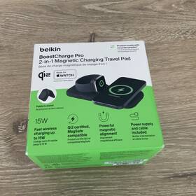 Wiz026 Belkin Boostcharge Pro 2-in-1 Magnetic Charging Travel Pad Qi2 Apple Watch 15w