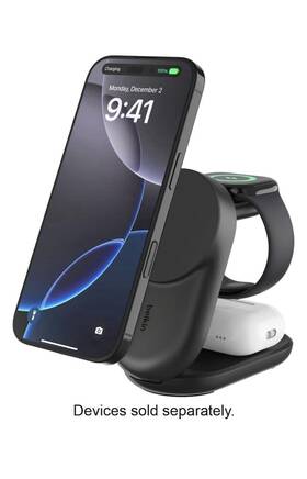 Wiz037ttbk Belkin - 3-in-1 Foldable Magnetic Charging Stand 25w Qi2 Magsafe Black