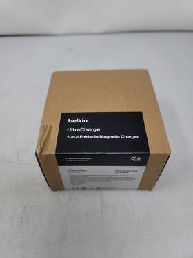 Wiz039ttbk Belkin Ultracharge 2-in-1 Foldable Magnetic Charger With Qi2 25w Black Round Form