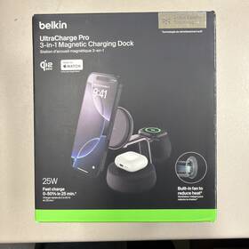 Wiz040ttch Belkin - Ultracharge Pro 3-in-1 Qi2 25w Magnetic Wireless Charging Dock