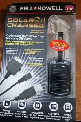 Bell And Howell 080313087912 Solar Charger Keychain Emergency Phone Led Flashlight