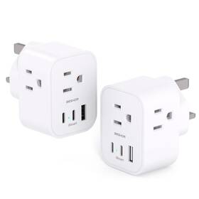 Bs2cay Beshon 2 Pack Us To Uk Travel Plug Adapter Type G Power With 3 Ac And U