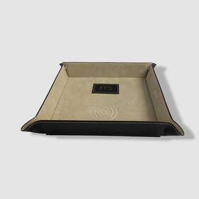 Bey-berk 797140517023 Black Leather Qi-wireless Snap Valet Tray Charger Station