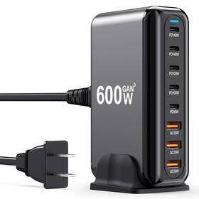 Bkelhs 717382546216 Usb C Charger Block 600w Multi Port Fast Charging Station Hub Gan Black
