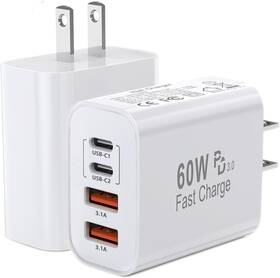 Lr-fc03 Blechmeki 60w Usb C Charger Block 2pack 4-port Gan Fast Charging White