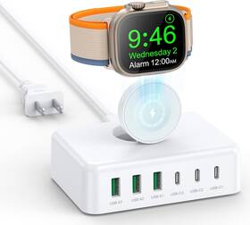 Hnt-pc802 Bovicas 125w Usb C Fast Charger Charging Station Block For Apple Watch G-white