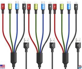 Brand Minlu 4a-4ft-3pack 4ft 4-in-1 Multi Charging Cable 3-pack Usb-c Micro Usb Type C For