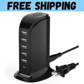 506al-w Branded Usb Charging Station For Multiple Devices Multiport Charger Tower Usb-c Port S