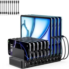 100w Branded 663899291777 Usb C Charging Station For Multiple Devices 10-port Black