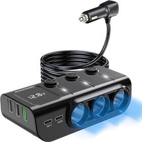 Gc01 Branded 8 In 1 Cigarette Lighter Splitter 3 Socket Car Charger Adapter