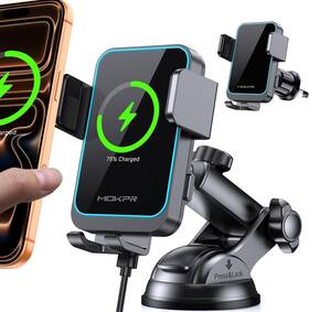 Branded01 313055035058 Wireless Car Charger Auto Clamping Dash Windshield Air Vent Phone
