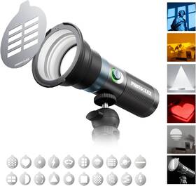 Branded01 313056369343 10w Photography Spotlight With 20 Gobos 4color Led Studio Light 8400mah Portable