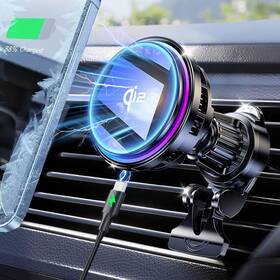 Branded01 445025357372 Qi2 15w Magsafe Car Mount Charger With Cooling And Rgb Light For Phone Galaxy