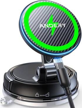 Branded01 445032989917 Andery Magsafe Car Mount Charger 15w Wireless Strong Suction And Magnetic Hold