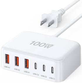 Hnt-pc606 Breeket Usb C Fast Charger 100w Gan 6 Port Type Charging Station Hub Block Cub