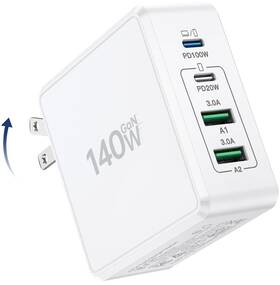 Hnt-zd001 Breeket 140w Usb C Wall Charger Gan Iii 4-port Fast Charging White-1 Foldable Plug