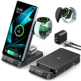T19s Briteve Alarm Clock Wireless Charging Station For Samsung Devices 3 In 1 Foldable Wi