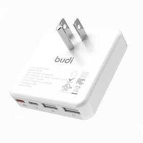 Ac357w Budi Flat Usb C Wall Charger 34w 4-port Slim 4 Port 2a 2c