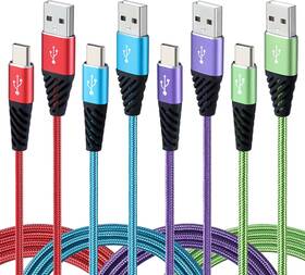 Usbc10-300-rbp Bynccea Type C Charger Cable 10ft 4-pack Blue-red-purple-light Green