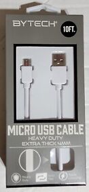 By122120 Bytech Micro Usb Charger Heavy Duty 10ft Extra Thick 4mm