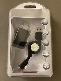 Bytech Retractable Micro Usb Android Smartphone Home Charger Black New Sealed