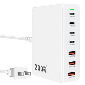 Cacacece 642135991015 Usb C Charger Station 200w 7 Port Gan Fast Charging Block Multiport Pd Qc3.0