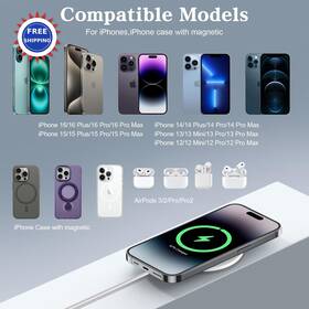 Pd-20up-50a Cafetec Magnetic Wireless Charger 2pack 10ft For Iphone 16pro Apple Magsafe Fast Plug