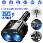 Car Cigarette Lighter 5in1 Socket Splitter Dual Usb Charger Outlet Power Adapter