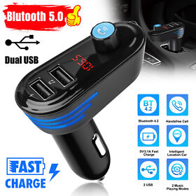 Car Gps Wireless Bluetooth Fm Transmitter Mp3 Adapter 2 Usb Fast Charger Locator