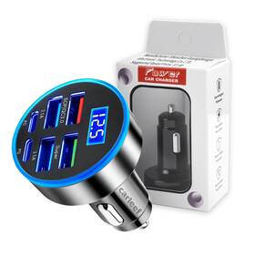 Carleef-g40 Carleef 6 Port Fast Usb Car Charger Pd Qc3.0 Cigarette Lighter Black