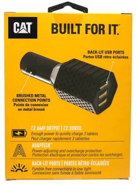 Cat-dc3usb-blk Cat New Genuine Usb Triple Adapter 3 Port Car Charger 7.2a Fast Rapid Charge