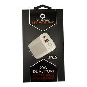Celltronix 608707660048 Titanium 2 Port Fast Charge Wall Charger - 20w Usb Usb-c