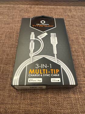 Celltronix 608707675400 Titanium 3-in-1 Multi-tip Charge And Sync Usb Cable Amazing Charger