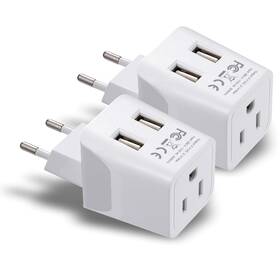 Ceptics 850003235158 European Egypt Travel Adapter Plug With Dual Usb - Type C Europe
